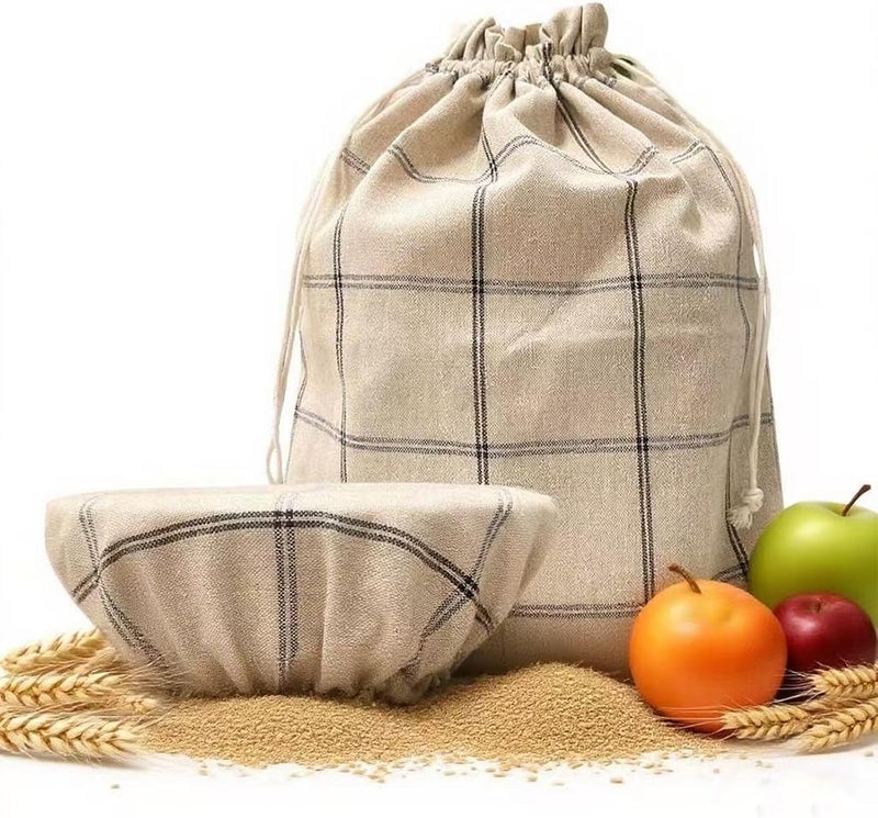 Duthcbw XL Linen Bread Bag for Homemade Sourdough with Proofing Cover, Reusable Organic Linen bags with TPU Lining, BPA-Free, Food-Grade Cloth Storage Bags with Freezer Compatibility - Image 1